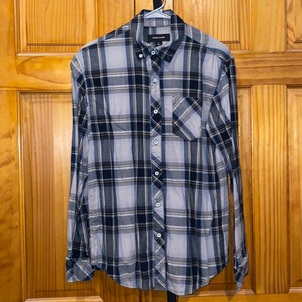 Adam Levine Grey Plaid Long Sleeve Button-Up Men’s Small